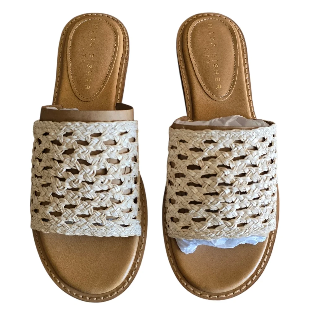 NIB Marc Fisher LTD Glynne Woven Flat Sandals, Size 7.5M